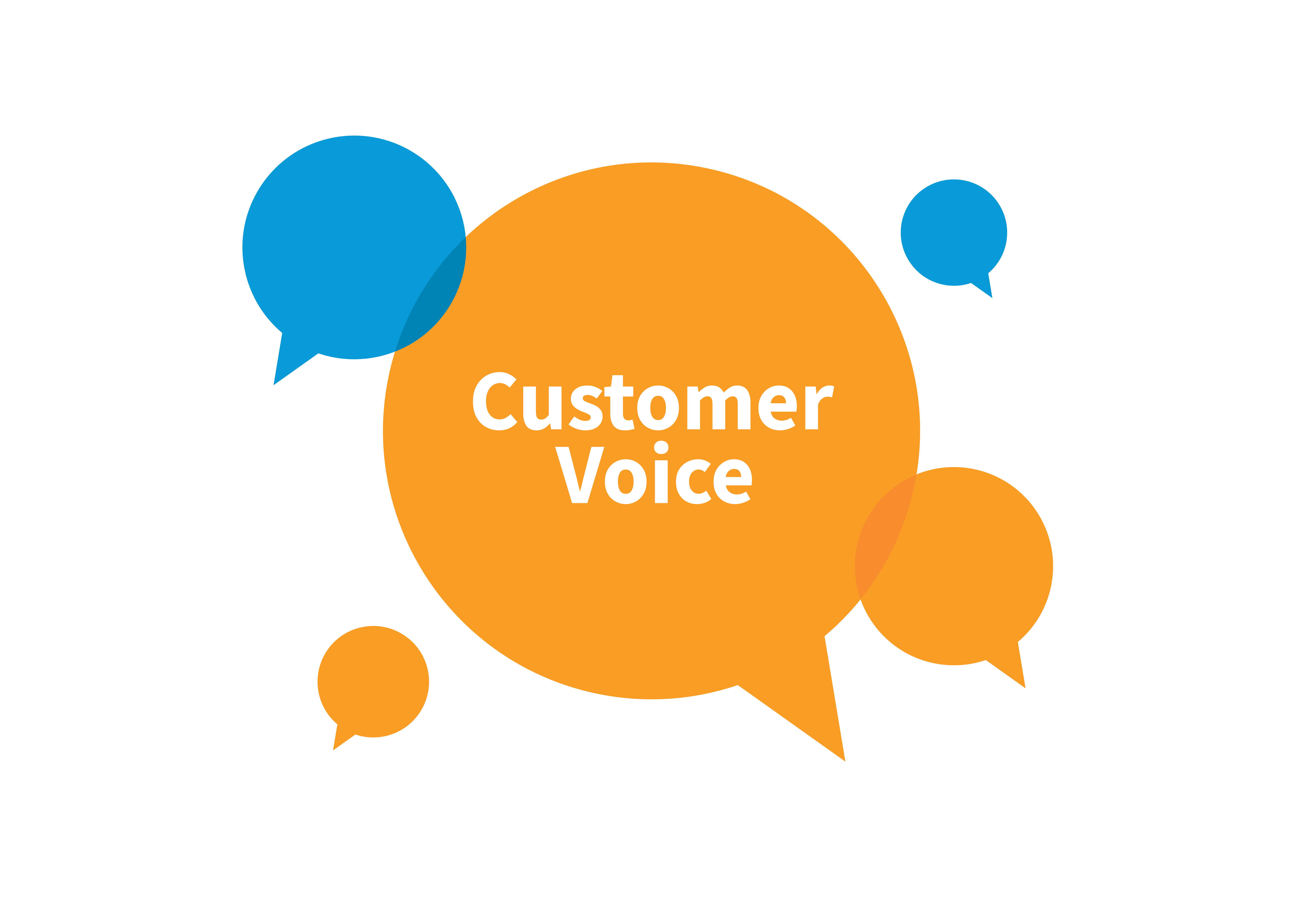 Decorative image: A graphic that reads 'Customer Voice' in speech bubbles