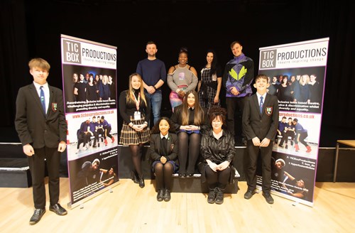 Students from Notley High School, actors from Tic Box Productions and Eastlight Anti-Social Behaviour Co-ordinator Katee Swallow