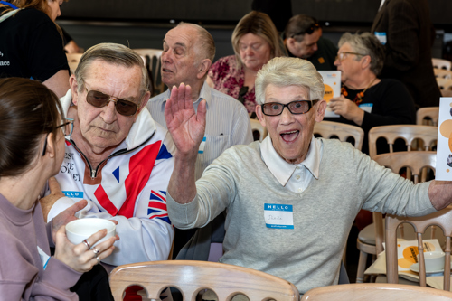 A resident cheering at the event