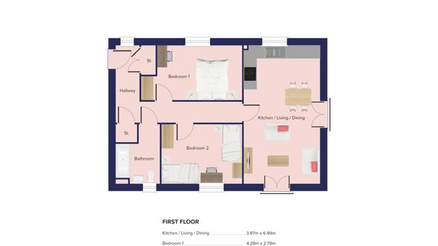 Floor Plan Plot 349 2 Bed FFF