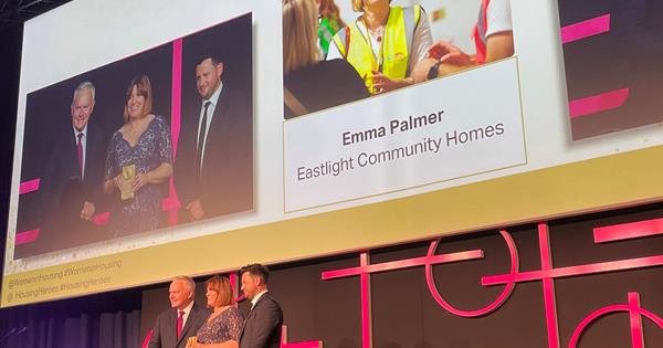 Emma Collects Her Lifetime Achievement Award From Host Huw Edwards, Presenter Of BBC One's Ten O'clock News Copy