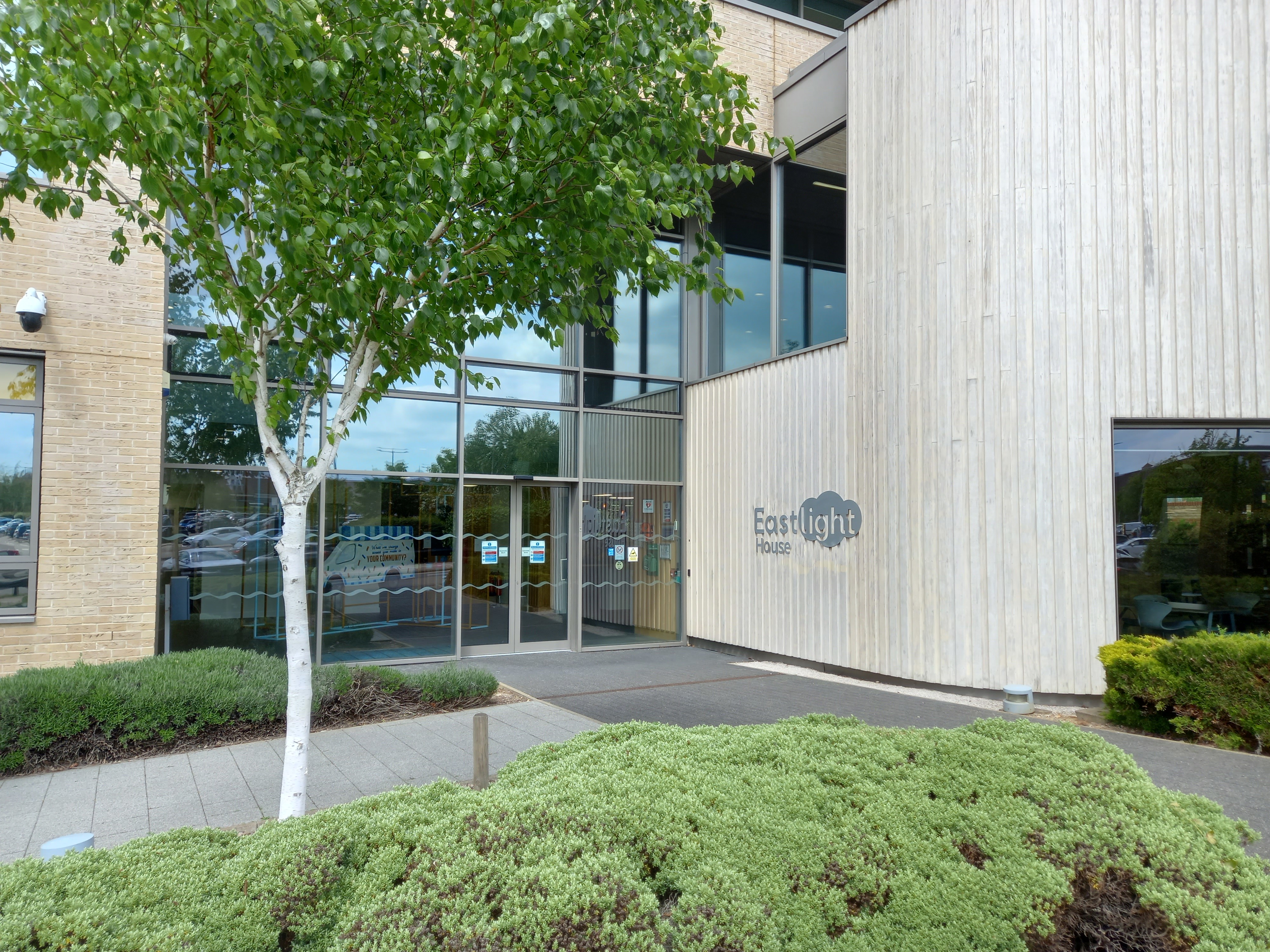 Image of the front of Eastlight House headquarters in Braintree