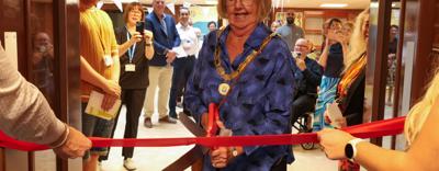 Ruth cutting the ribbon at Foundry Court
