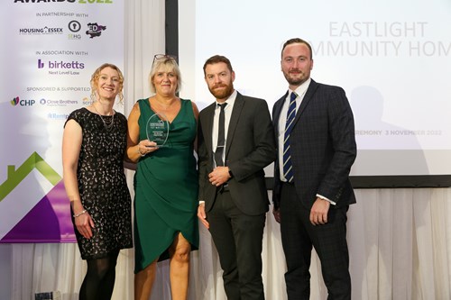 Eastlight staff holding their award at the Essex Housing Awards